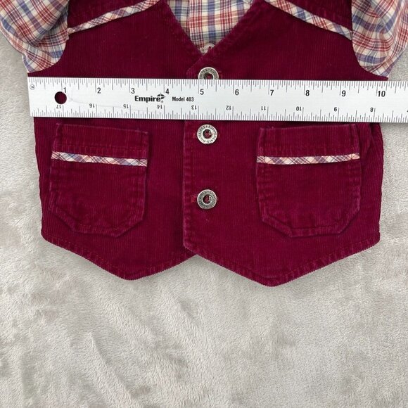 Vintage Western Corduroy Long Sleeve Button Front Shirt Faux Vest - Picture 9 of 10